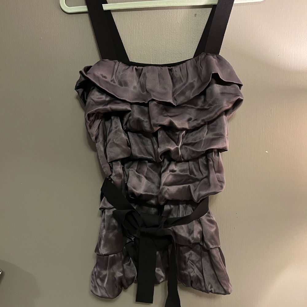 J. Crew‎ Ruffle Top Women's Layered Navy Blue XL